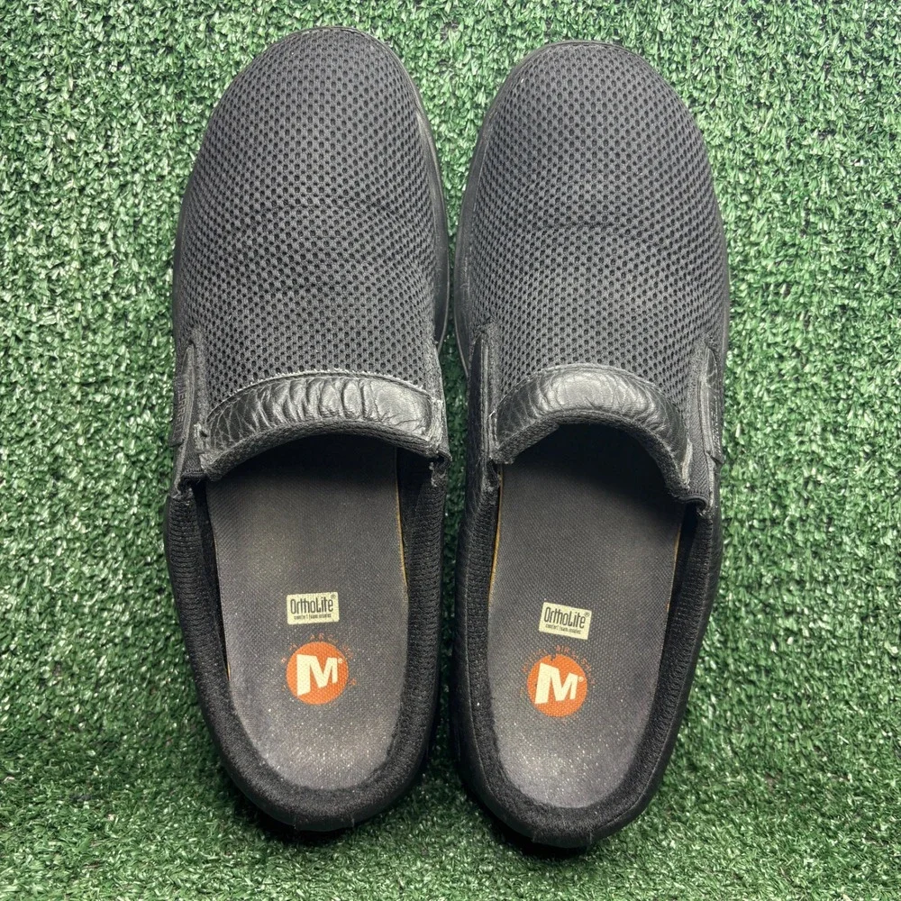 Merrell Encore Bypass Mesh Leather Slip On Comfort Clog Mules Black Mens Size 11